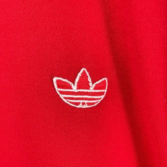ADIDAS Jacket Mens L Trefoil Full Zip Retro Track Varsity 3 Stripe Nylon Red VTG - Picture 10 of 13